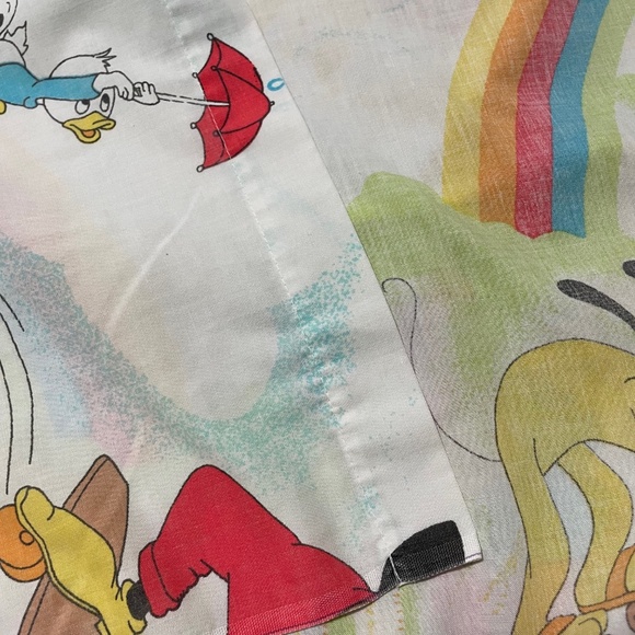Vintage Mickey Mouse Flat Sheet Twin Disney Retro Fabric - Picture 5 of 11